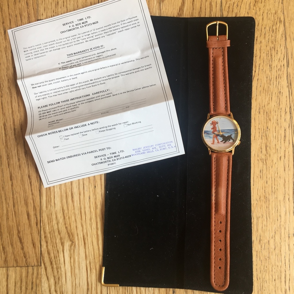 RARE COPPERTONE GIRL AND DOG WATCH BY MALIBU